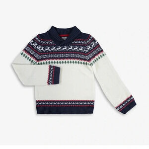 NWT Tommy Bahama Boys Sweater XS / 4 Shawl Collar Reindeer Fair Isle Holiday